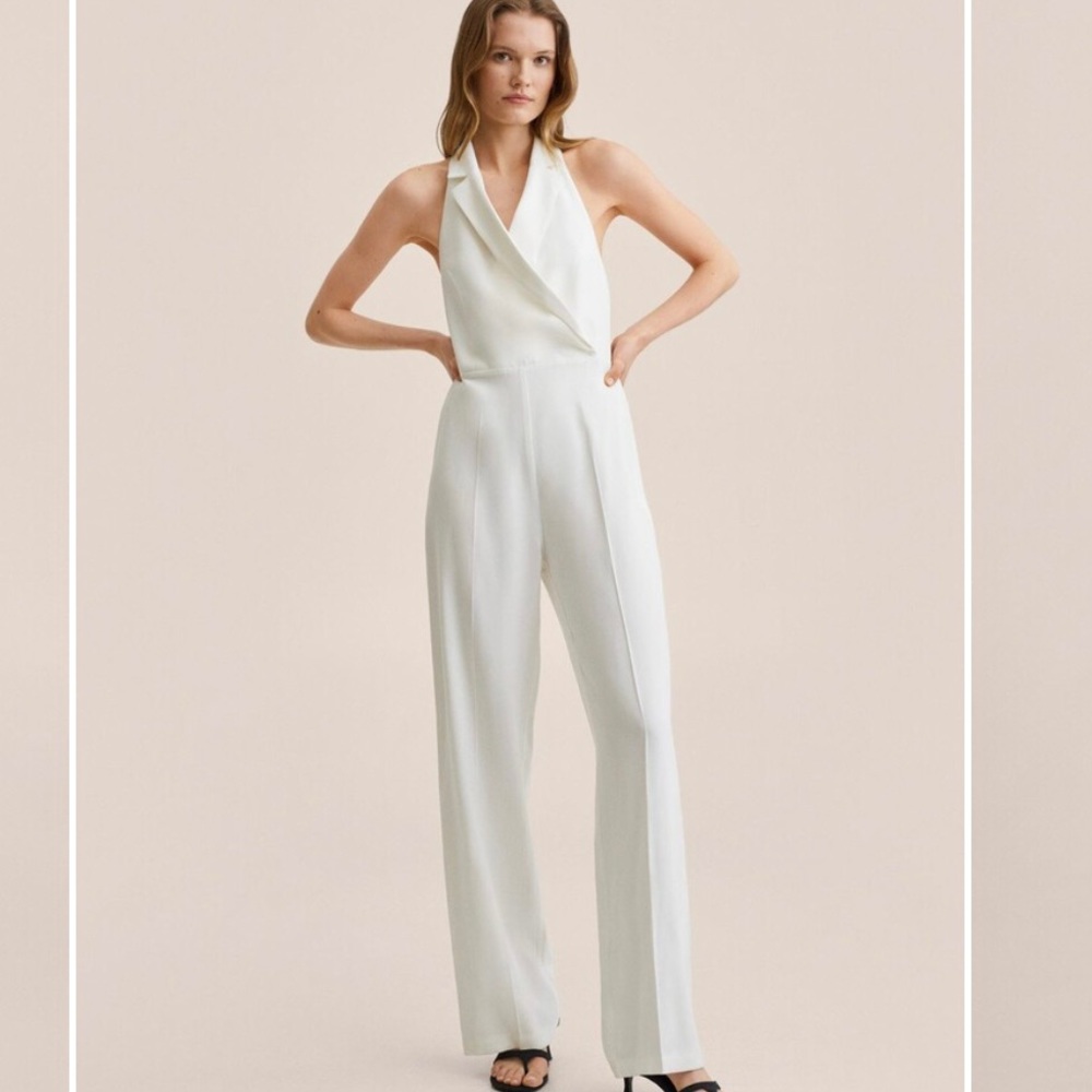 Mango White Caion One Piece Suit Style Jumpsuit